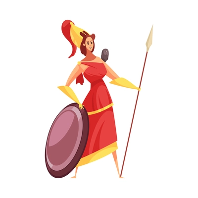 Ancient greek gods composition with isolated cartoon style character of mythical god vector illustration