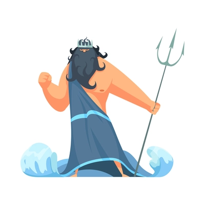 Ancient greek gods composition with isolated cartoon style character of mythical god vector illustration