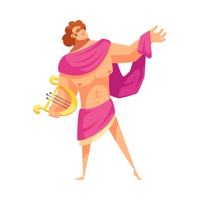 Ancient greek gods composition with isolated cartoon style character of mythical god vector illustration