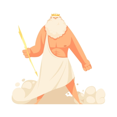 Ancient greek gods composition with isolated cartoon style character of mythical god vector illustration