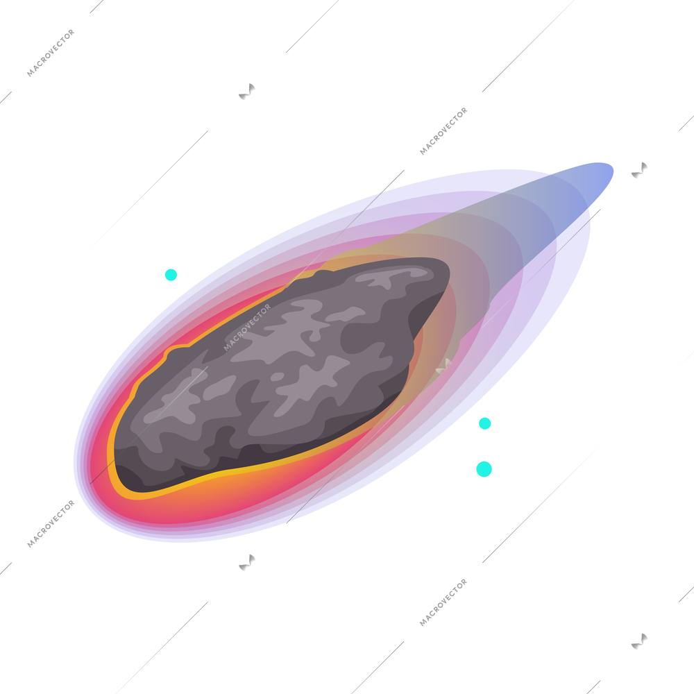 Astrophysics isometric composition with neon colored scientific icons on blank background vector illustration