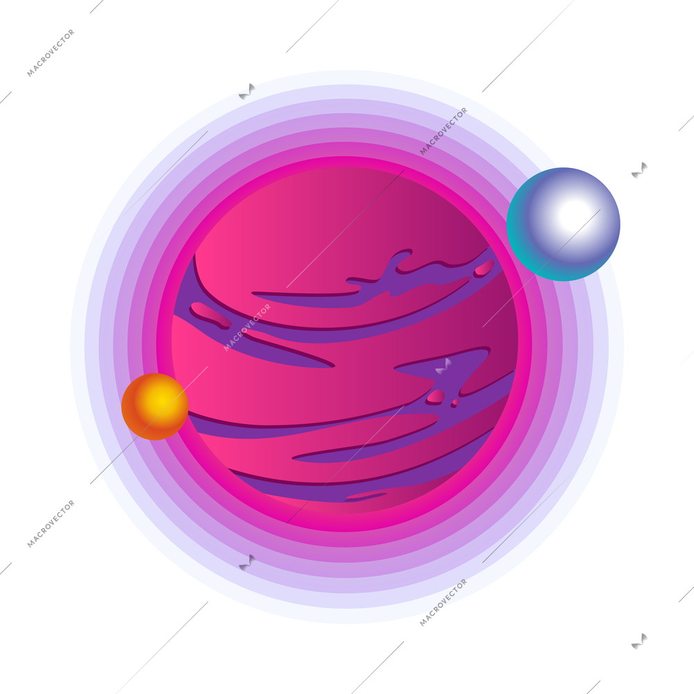 Astrophysics isometric composition with neon colored scientific icons on blank background vector illustration