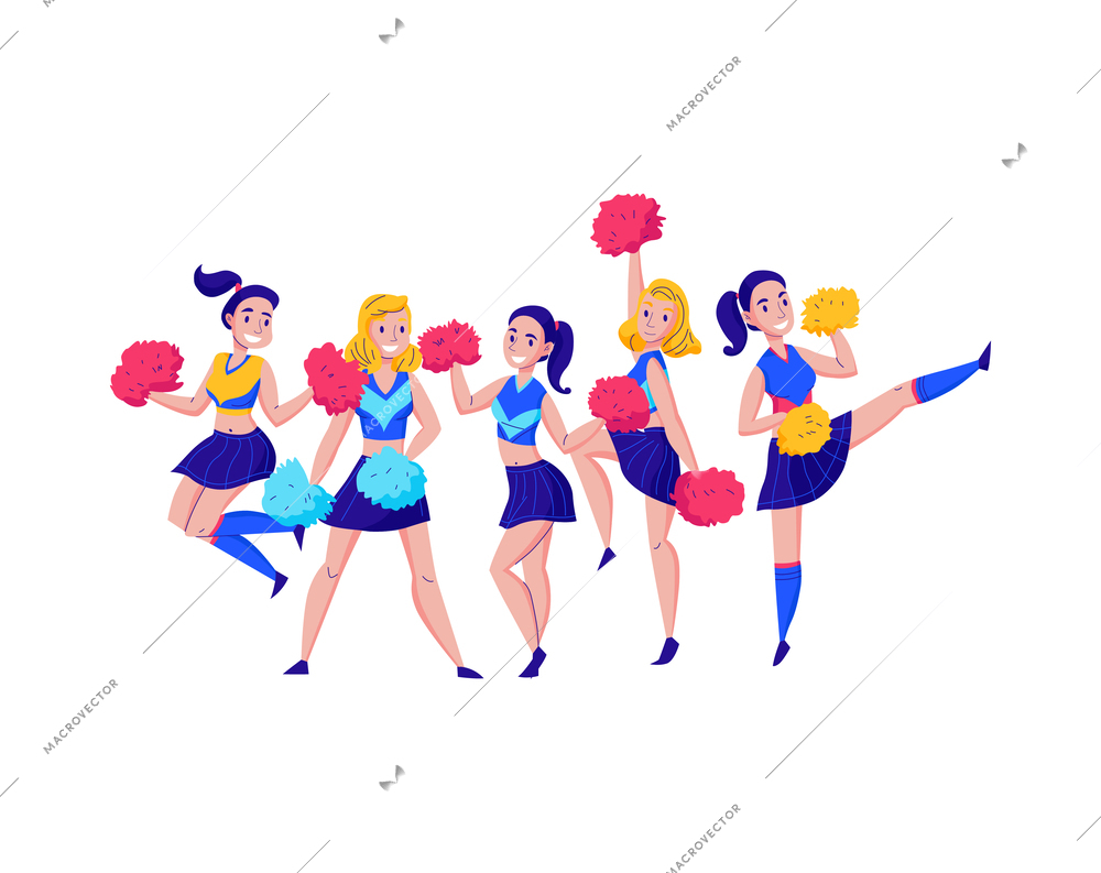 Fans cheering team composition with group of human characters wearing accessories cheering for the team vector illustration