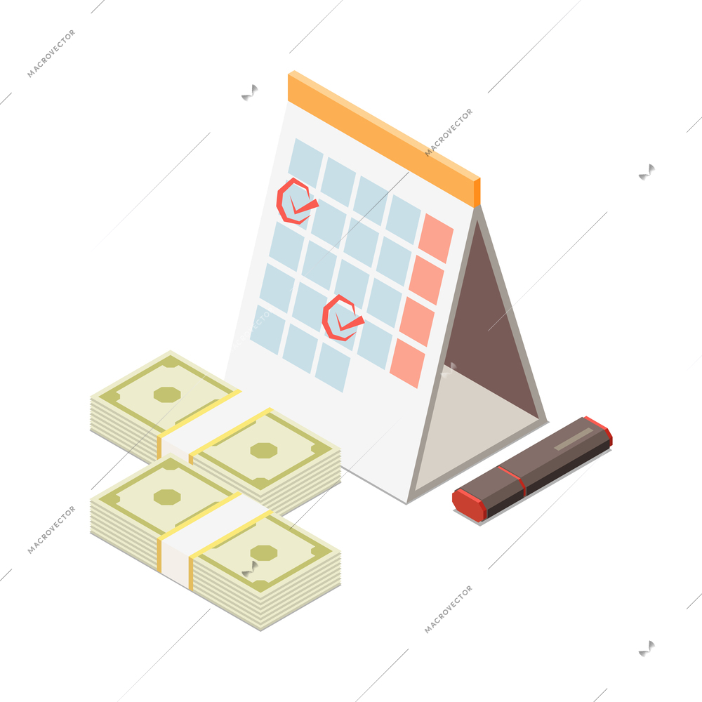 Business strategy isometric composition with isolated different elements and icons on the theme with abstract compositions vector illustration