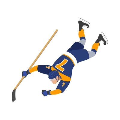 Ice hockey isometric composition with isolated human character in uniform on blank background vector illustration