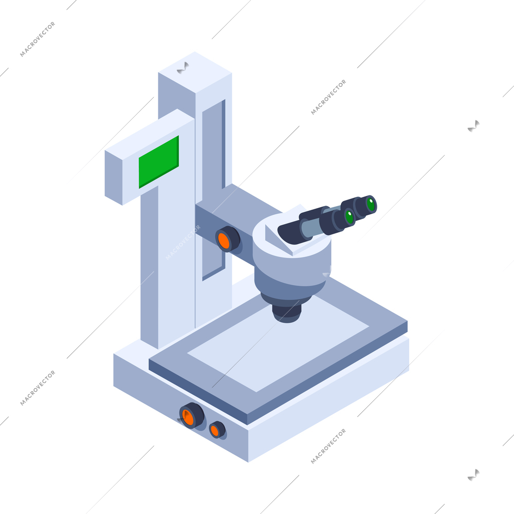 Semicondoctor production isometric composition with technology and science isolated icons vector illustration