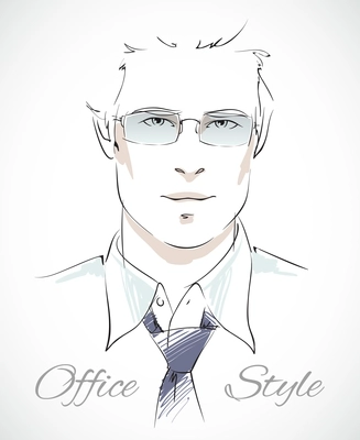 Relaxed business style. Stylish businessman portrait with glasses tie and unbuttoned shirt isolated vector illustration