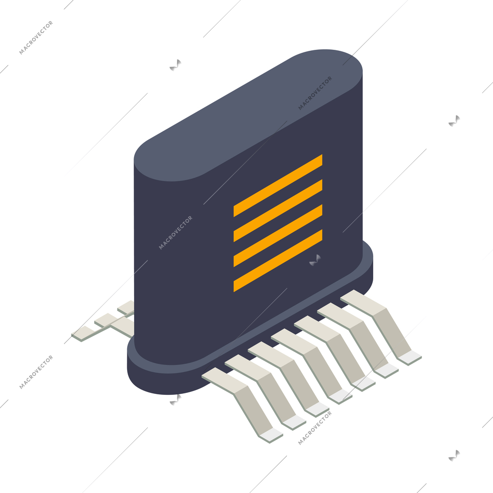 Semicondoctor production isometric composition with technology and science isolated icons vector illustration