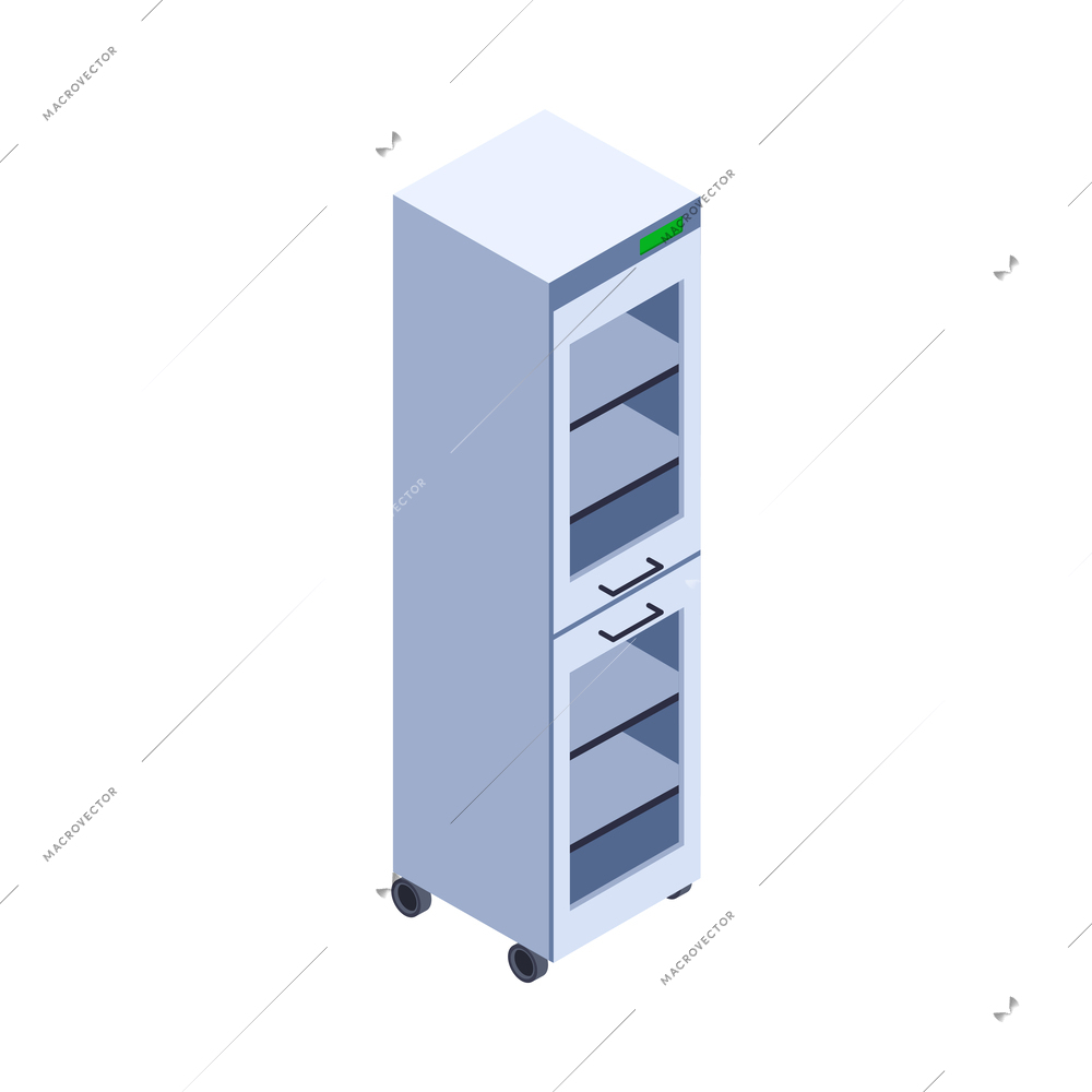 Semicondoctor production isometric composition with technology and science isolated icons vector illustration