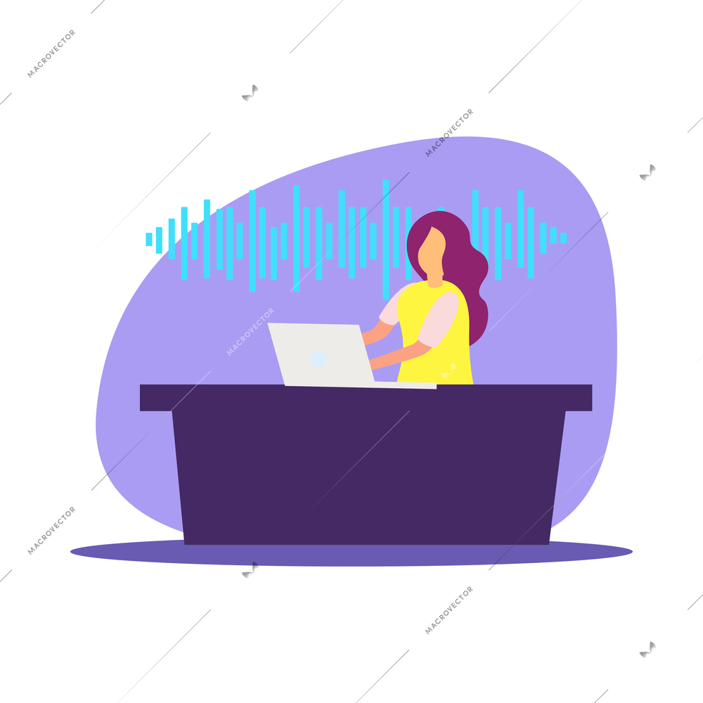 Voice control functions flat composition with human character using devices for web communication smart home management vector illustration