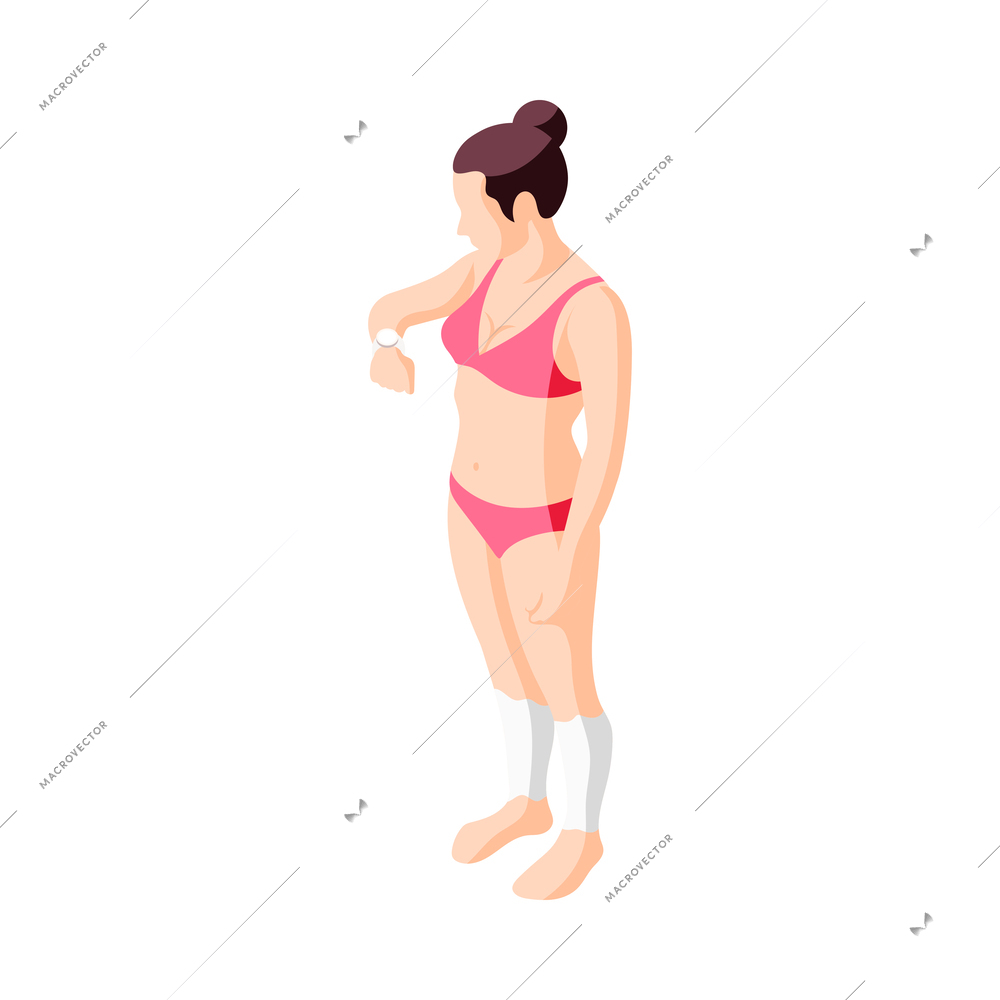 Hair removal isometric composition with human characters performing epilation procedures vector illustration