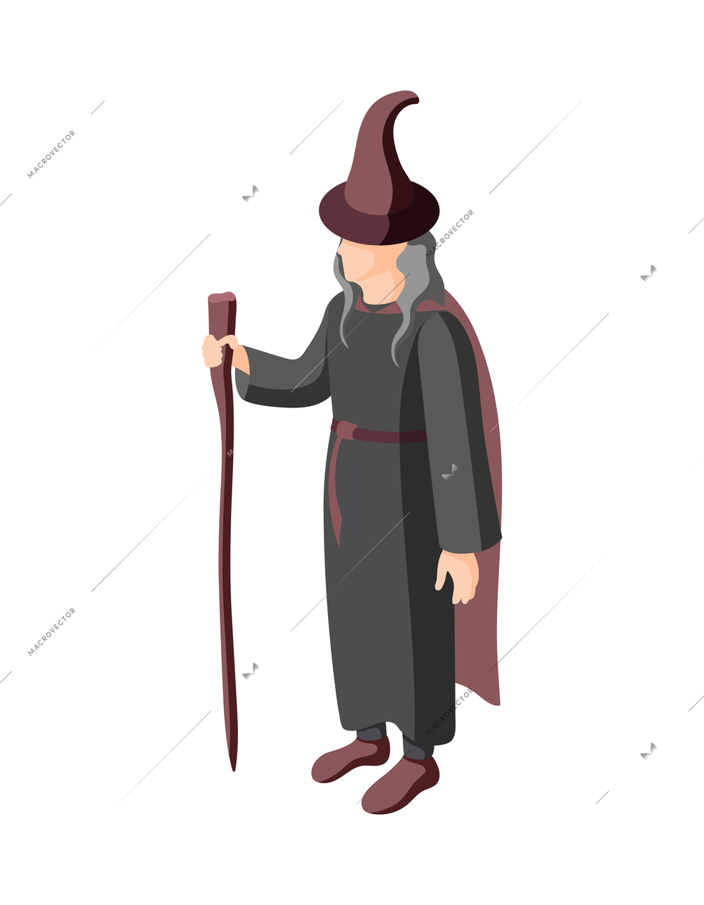 Masquerade cosplay isometric composition with isolated human character wearing festive costume vector illustration