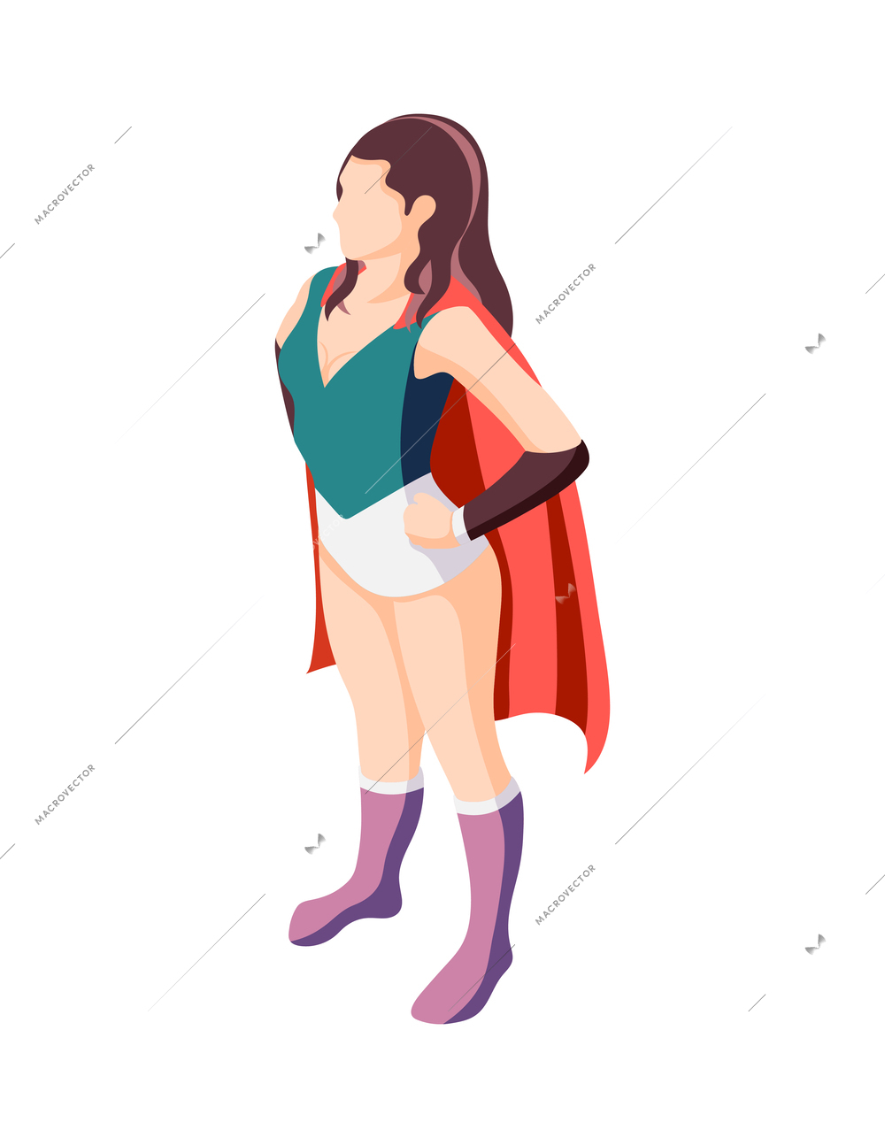 Masquerade cosplay isometric composition with isolated human character wearing festive costume vector illustration