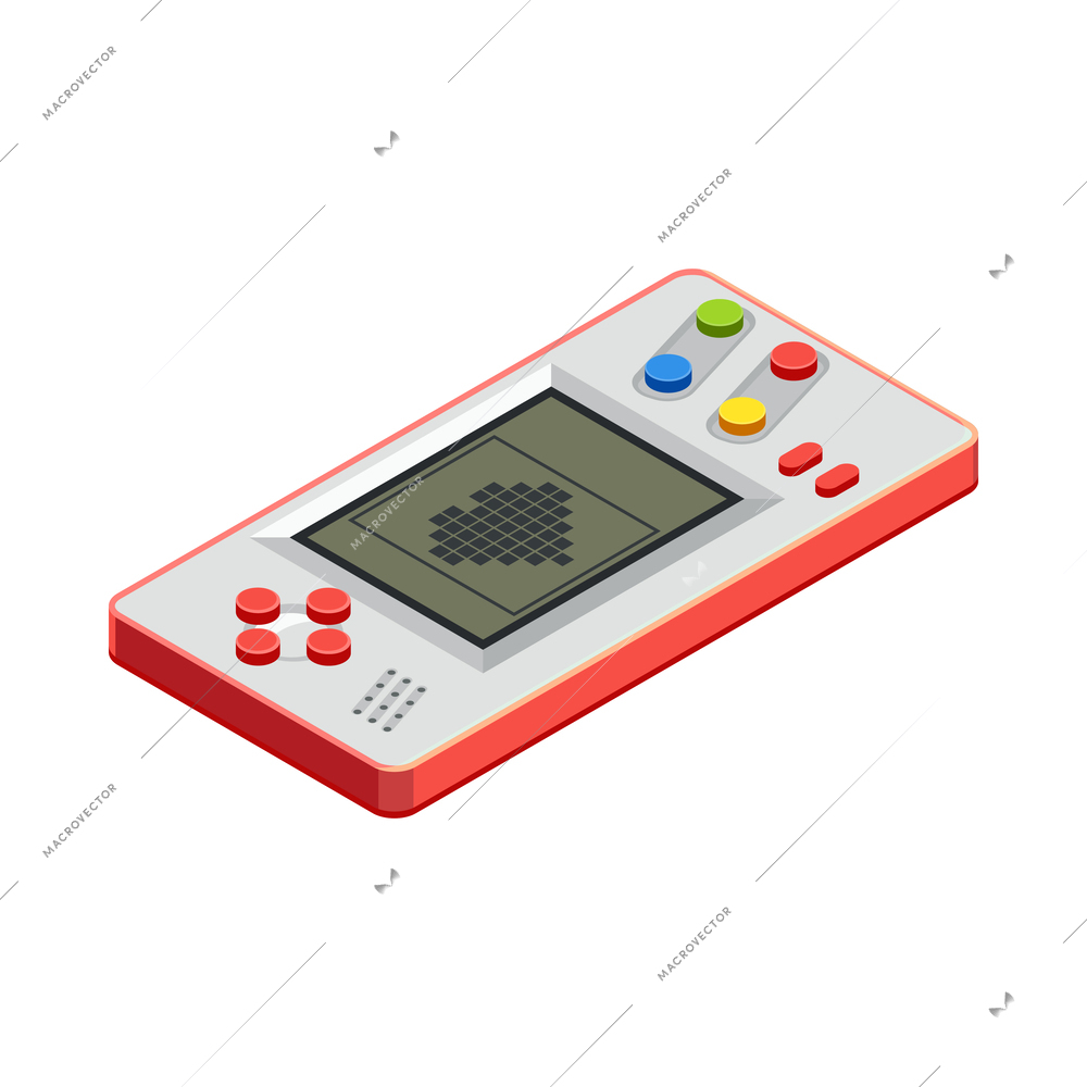 Retro gadgets isometric composition with isolated icon of gadget from 90s on blank background vector illustration