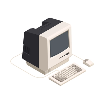 Retro gadgets isometric composition with isolated icon of gadget from 90s on blank background vector illustration