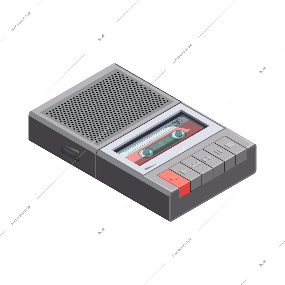 Retro gadgets isometric composition with isolated icon of gadget from 90s on blank background vector illustration