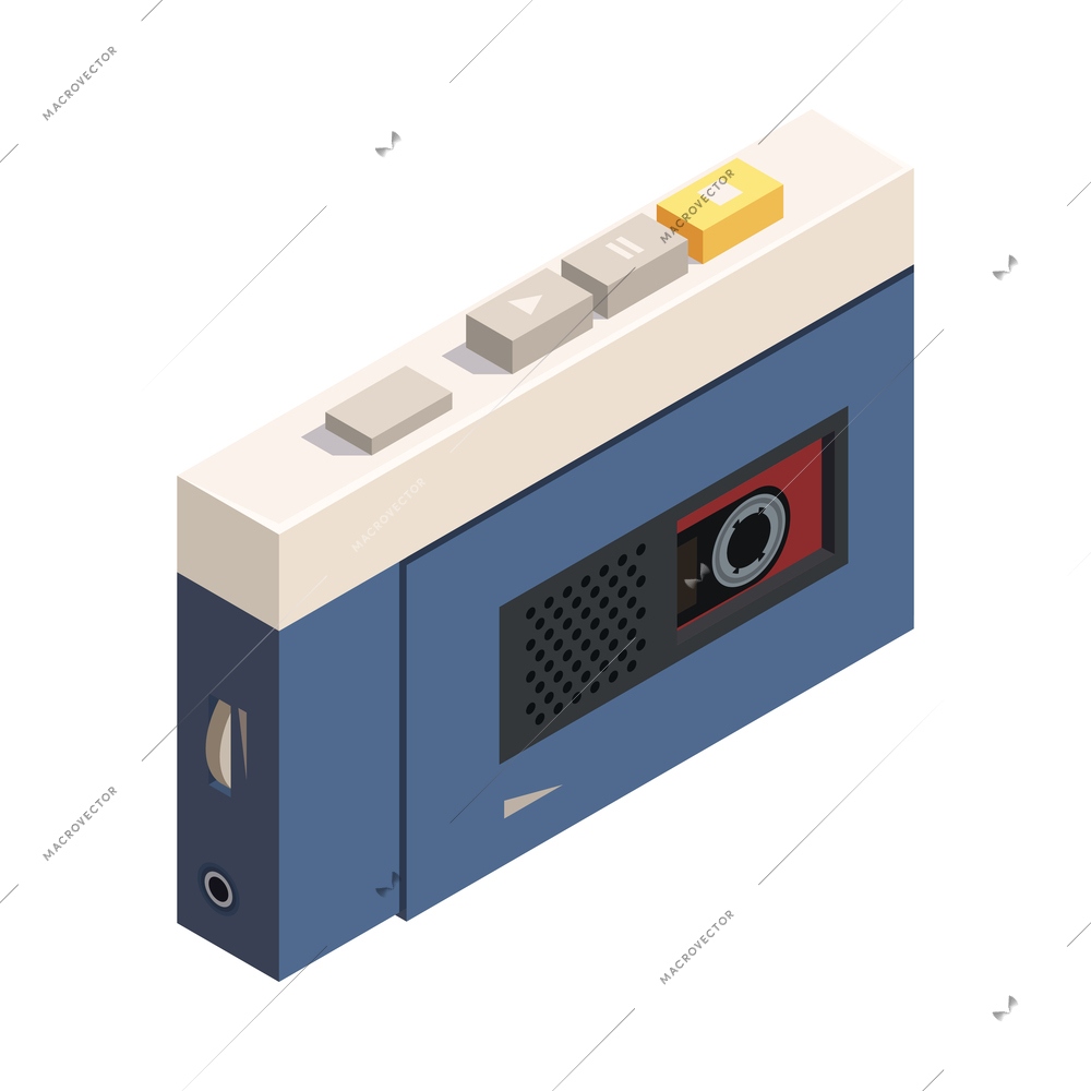 Retro gadgets isometric composition with isolated icon of gadget from 90s on blank background vector illustration