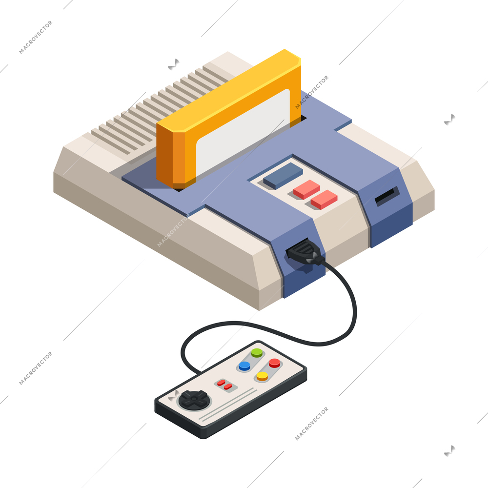 Retro gadgets isometric composition with isolated icon of gadget from 90s on blank background vector illustration