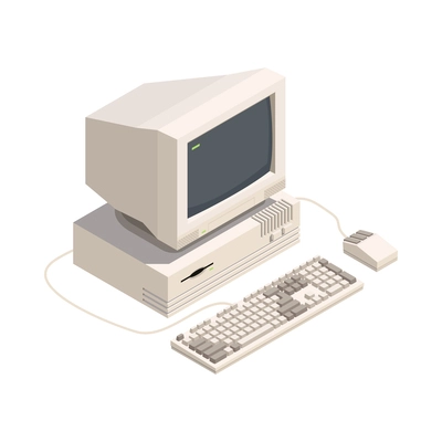 Retro gadgets isometric composition with isolated icon of gadget from 90s on blank background vector illustration