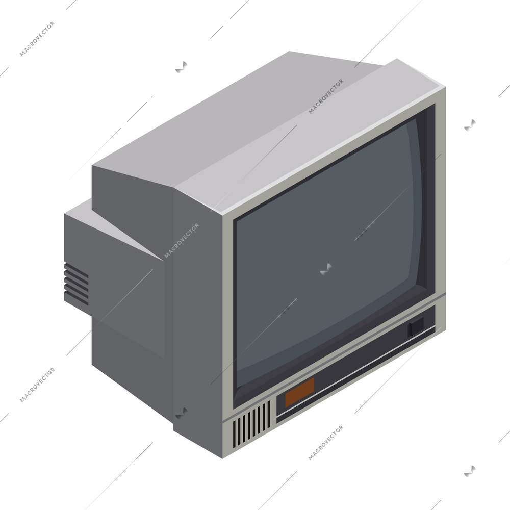 Retro gadgets isometric composition with isolated icon of gadget from 90s on blank background vector illustration