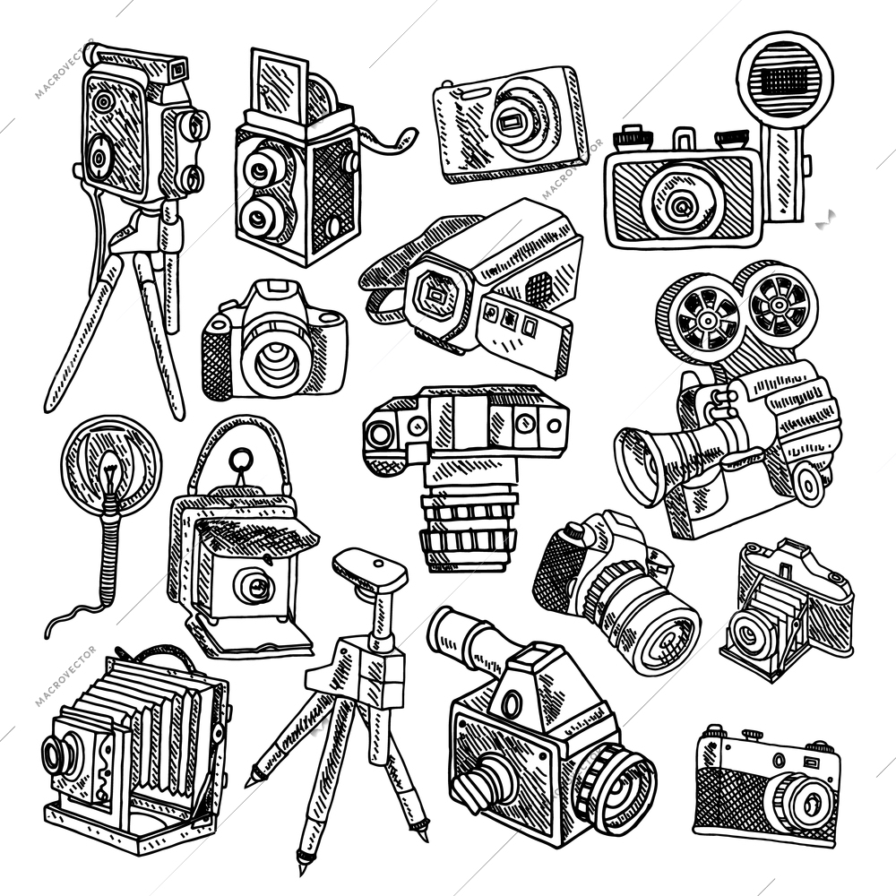 Free Vector | Slr camera poster hand drawn sketch vector illustration