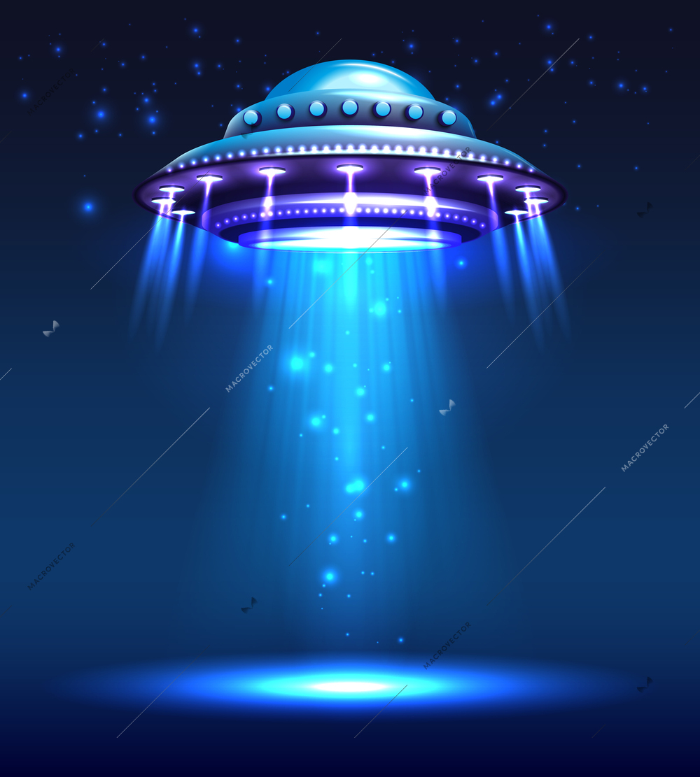 Alien ufo background with outer space symbols realistic vector illustration