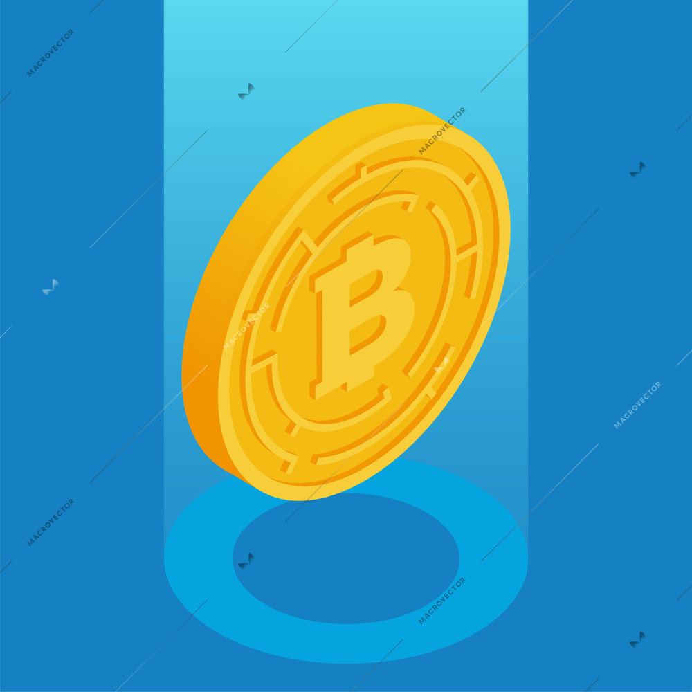 Web 3.0 technology isometric concept with cryptocurrency coin vector illustration