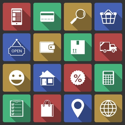 Set of internet shopping icons for search purchase and delivery vector illustration