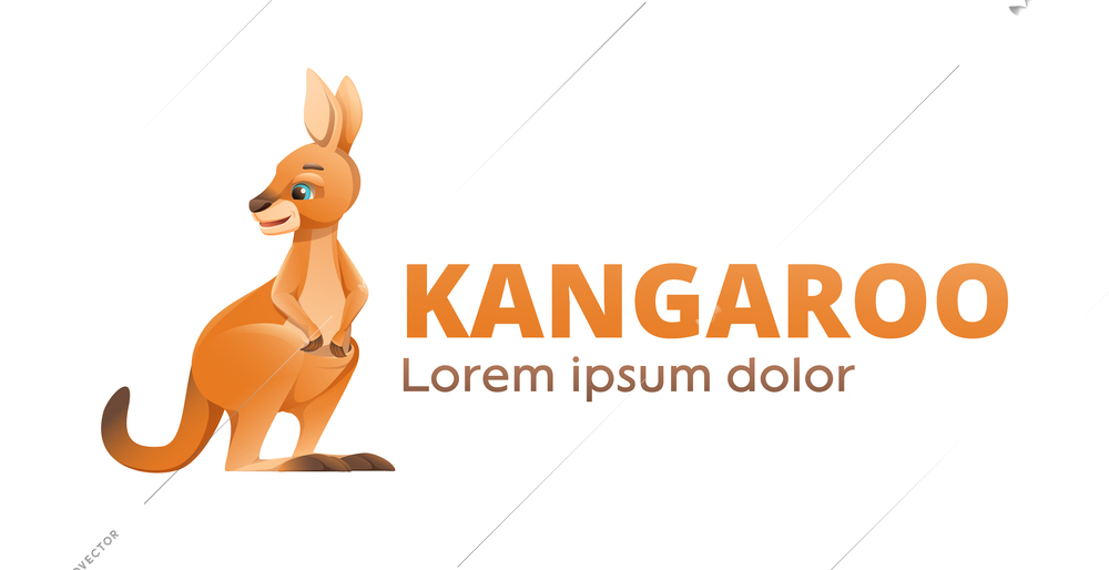 Cartoon cute little kangaroo with editable text on white background vector illustration