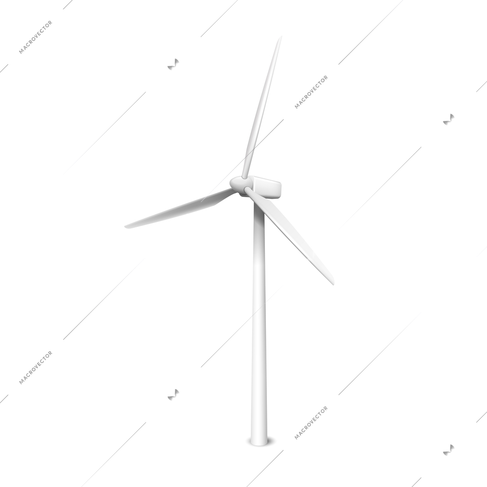 Windmill, wind generator realistic vector illustration isolated