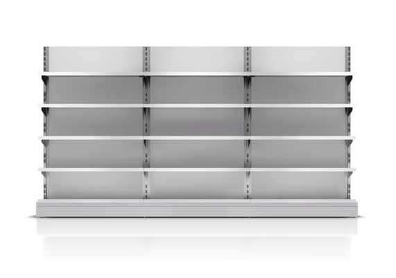 Realistic 3d empty supermarket shelf isolated on white background vector illustration