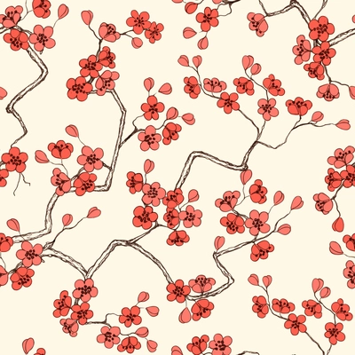 Sakura blossoms seamless pattern background vector illustration