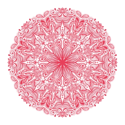 Ornamental rose round pattern isolated vector illustration