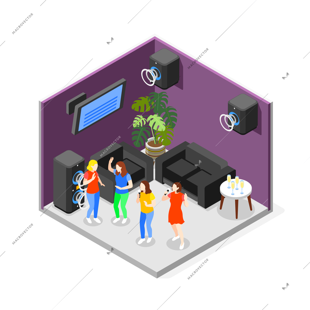 Introvert and extrovert people isometric concept with indoor pastime symbols vector illustration