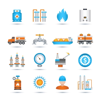 Nature gas fuel and energy industry icons set isolated vector illustration