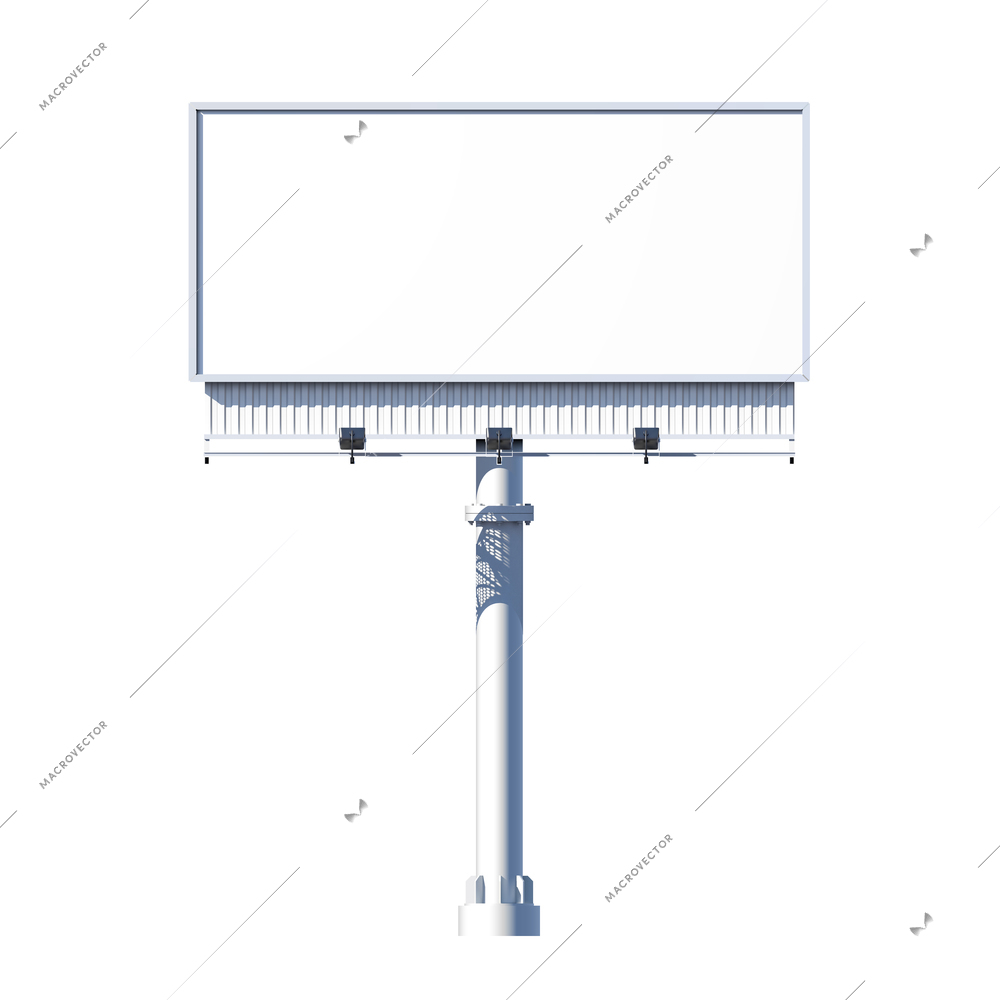 Realistic 3d outdoor blank advertising billboard isolated on white background vector illustration