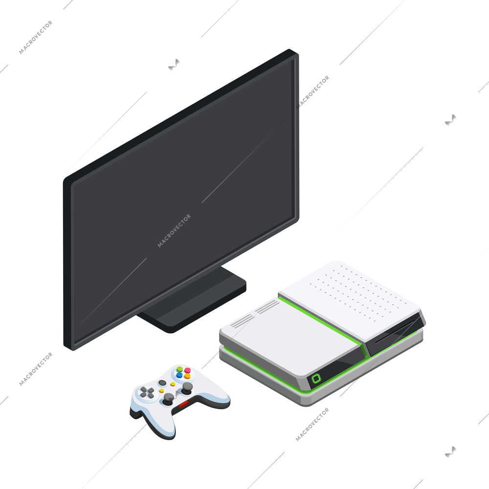 Gaming development gamers game industry composition with isometric images of electronic devices vector illustration