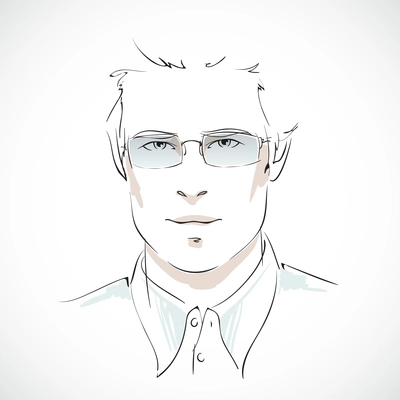 Office business style. Young businessman portrait with elegant glasses and shirt isolated vector illustration