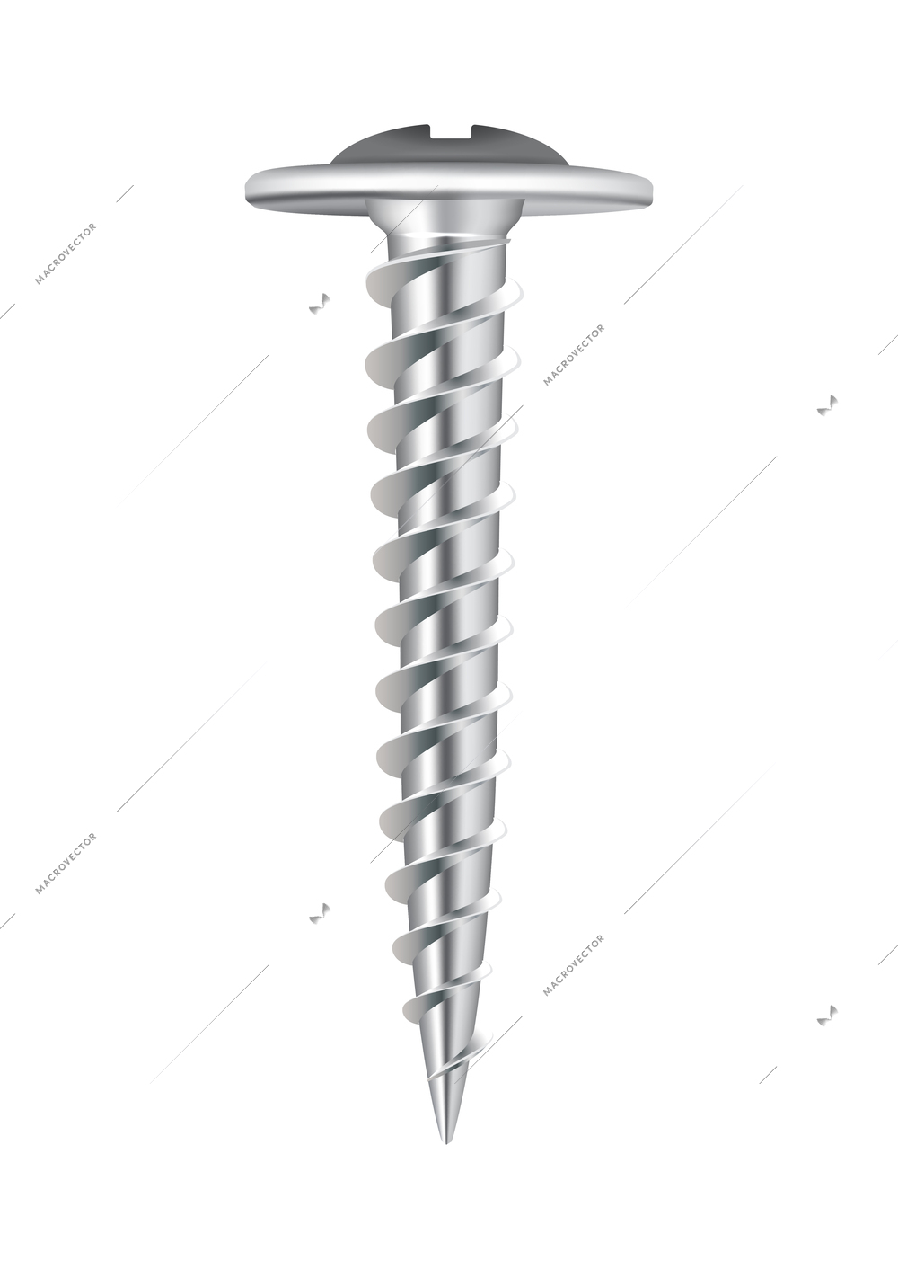 Metal screws bolts nails plates realistic composition with isolated top view image of iron hardware vector illustration