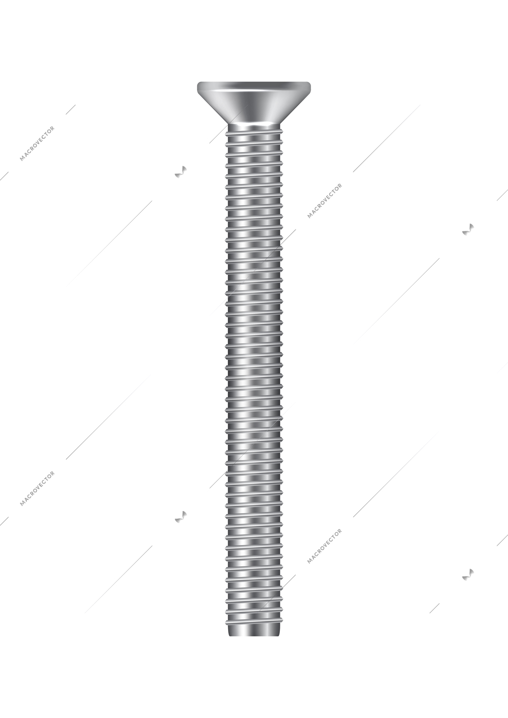 Metal screws bolts nails plates realistic composition with isolated top view image of iron hardware vector illustration