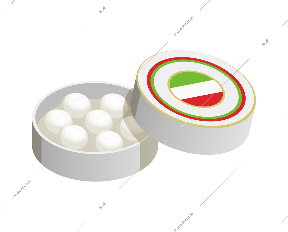 Cheese production isometric composition with ready product isolated image vector illustration