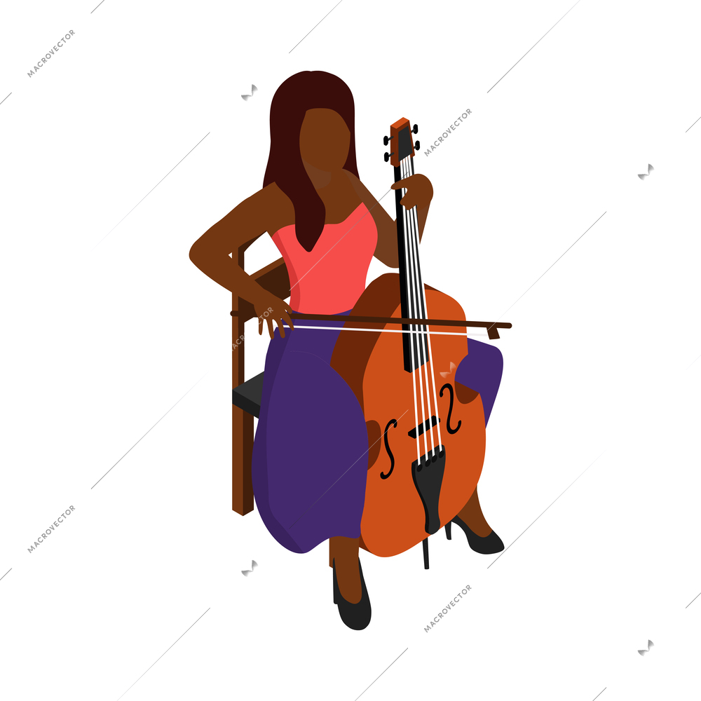 Musicians people isometric composition with isolated human character playing musical instrument vector illustration