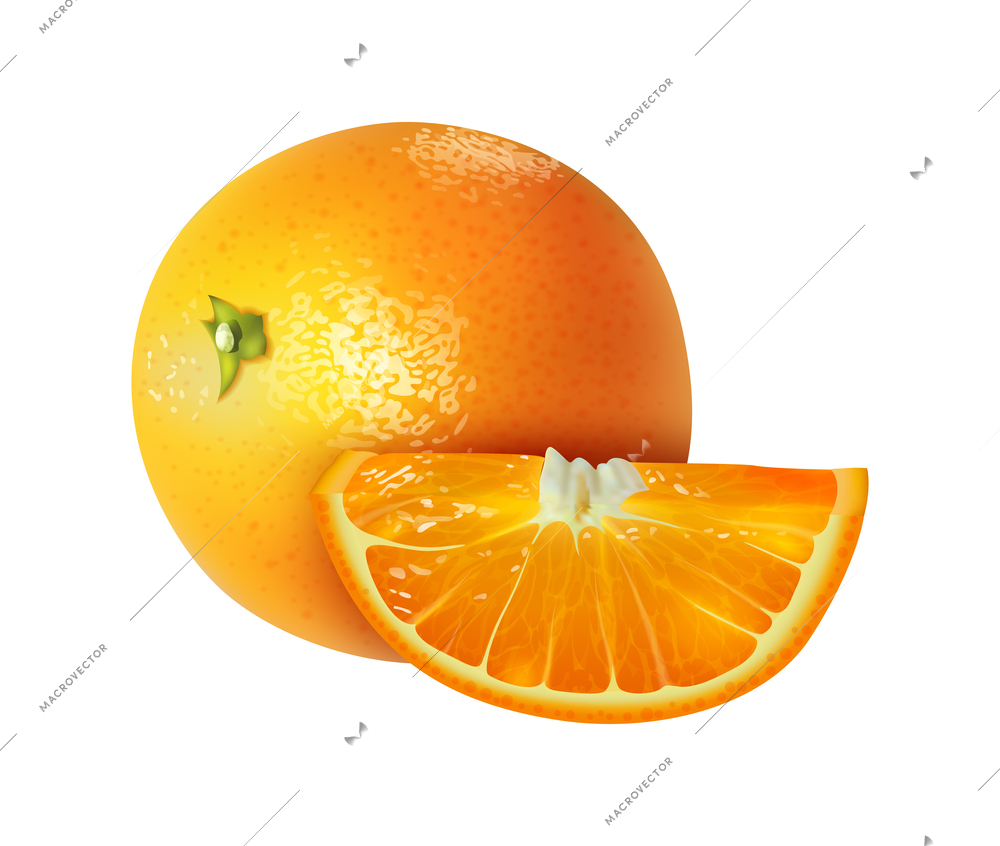 Realistic citrus fruit composition with isolated view of whole and half fruits on blank background vector illustration