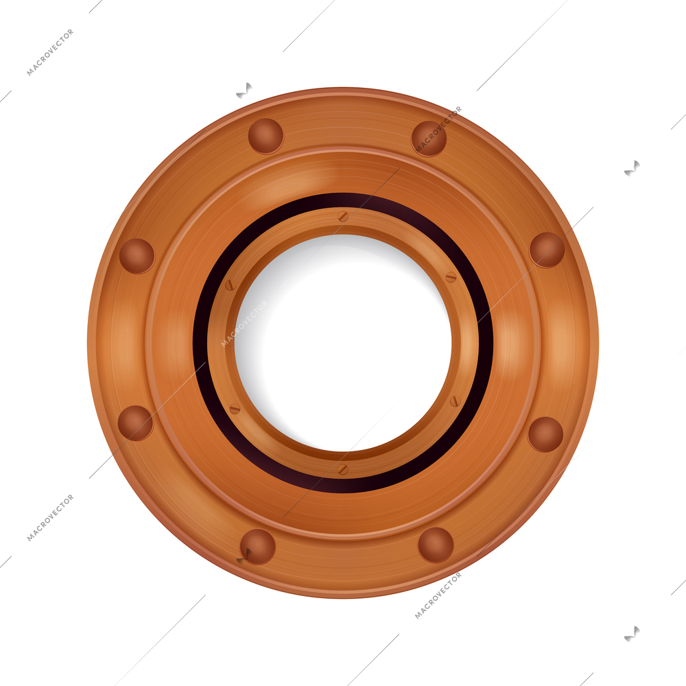 Porthole realistic transparent colored composition with isolated icon of round shaped viewport frame vector illustration