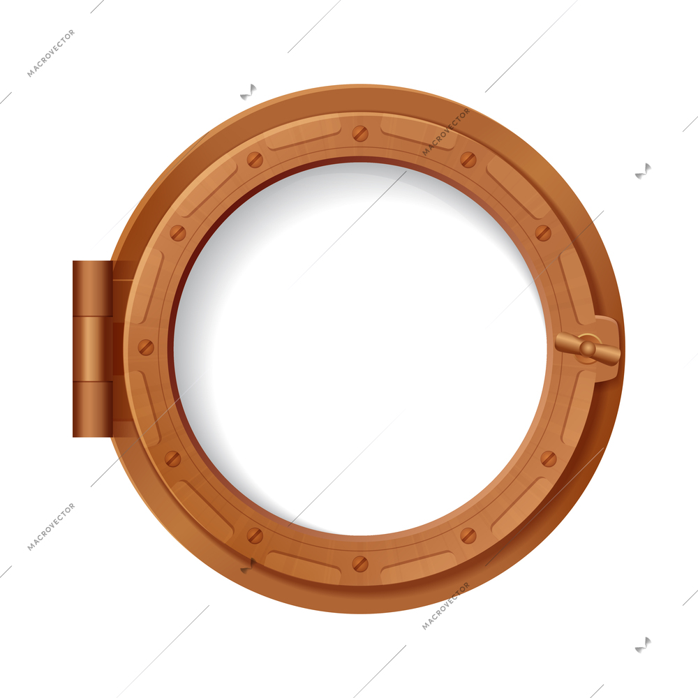 Porthole realistic transparent colored composition with isolated icon of round shaped viewport frame vector illustration