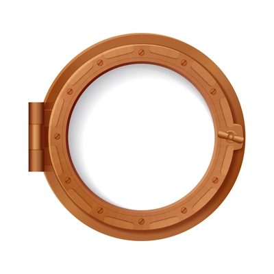 Porthole realistic transparent colored composition with isolated icon of round shaped viewport frame vector illustration