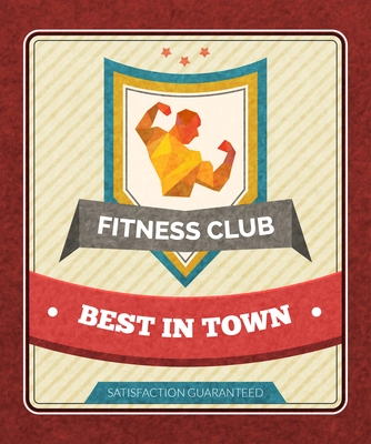 Fitness sport club poster with polygonal male bodybuilder figure vector illustration