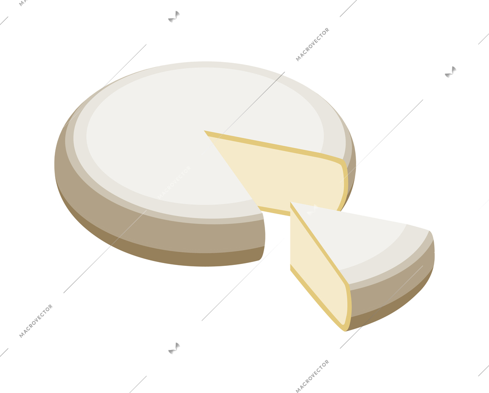 Cheese production isometric composition with ready product isolated image vector illustration