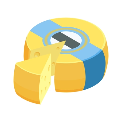 Cheese production isometric composition with ready product isolated image vector illustration