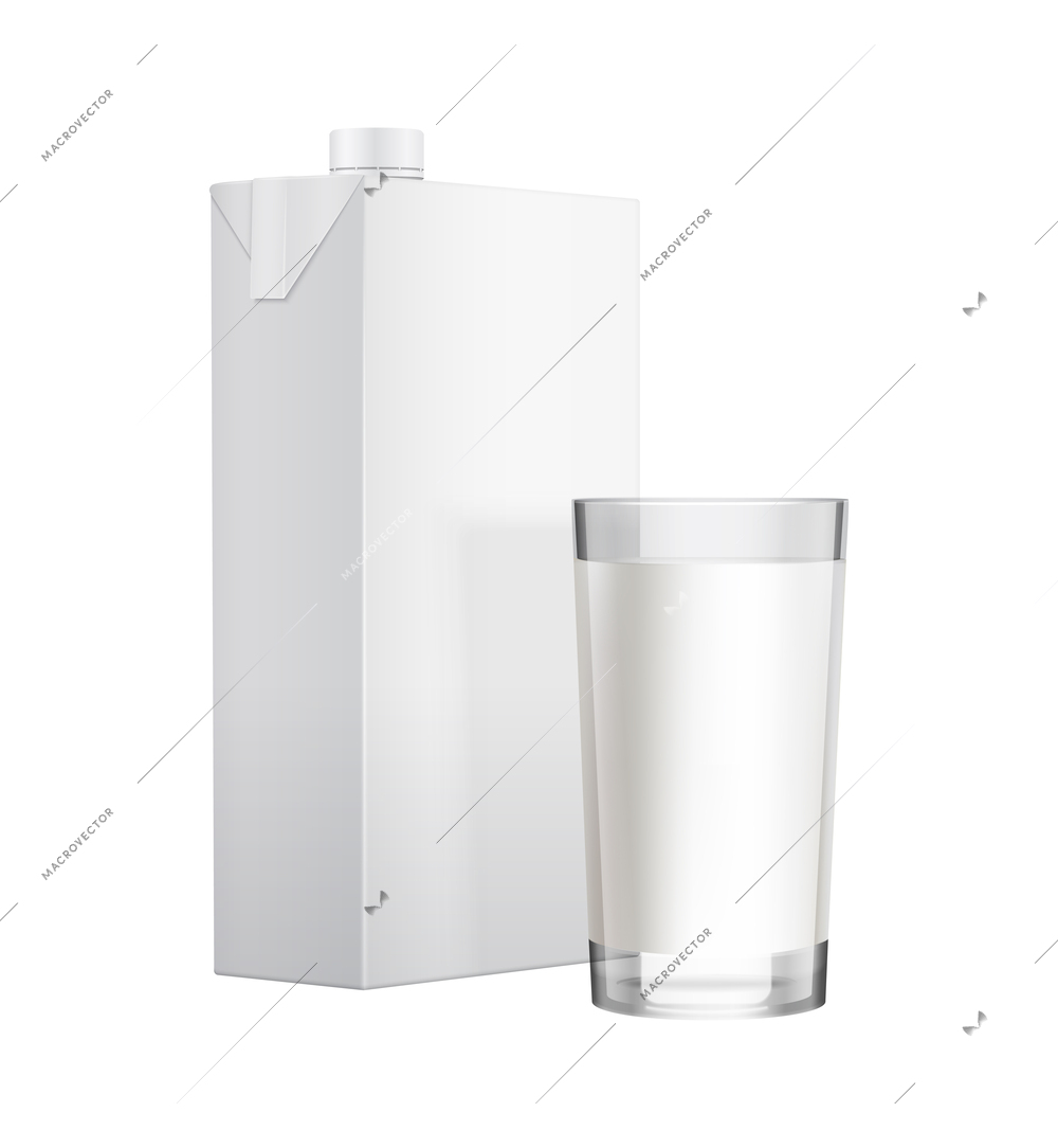 Realistic milk bottle package composition with isolated mockup image of dairy product packaging with empty collar vector illustration